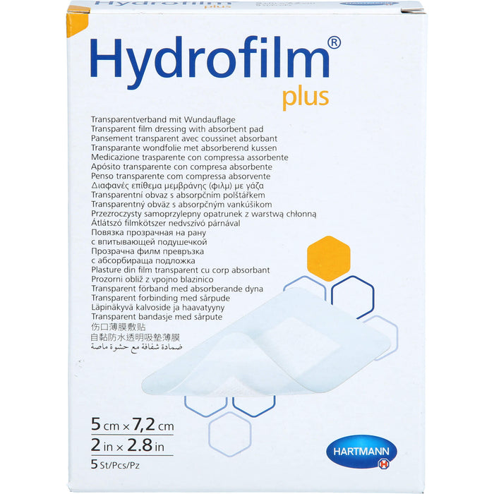 Hydrofilm Plus Transparentverband 5 x 7,2 cm, 5 pc Pansements