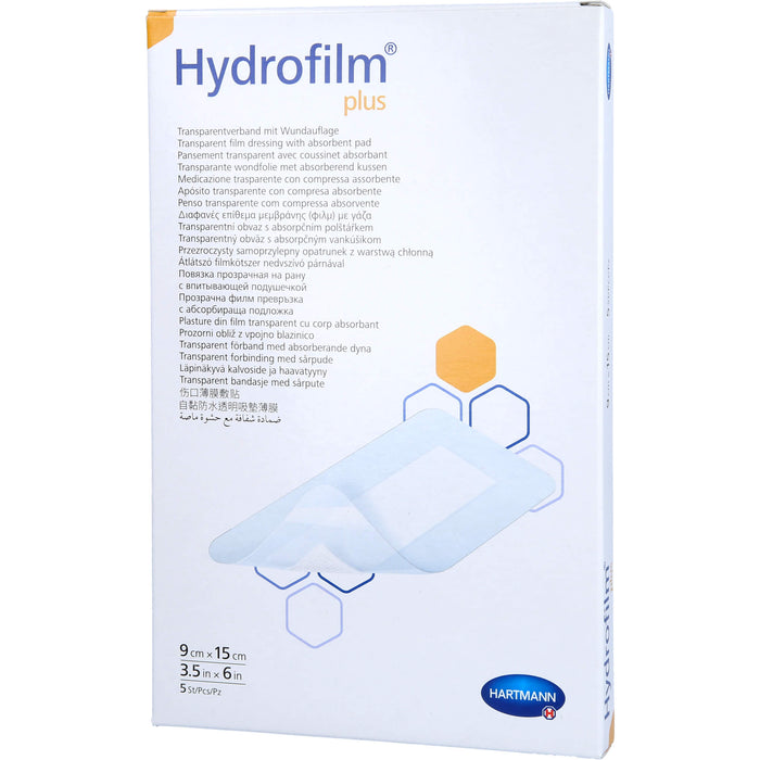 HARTMANN Hydrofilm Plus Transparentverband mit Wundauflage 9 x 15 cm, 5 pc Pansements