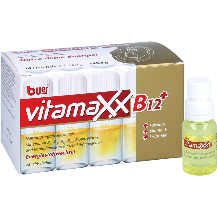 buer Vitamaxx B12+ Fläschchen zur Unterstützung des körpereigenen Energiestoffwechsel, 14 pcs. Solution