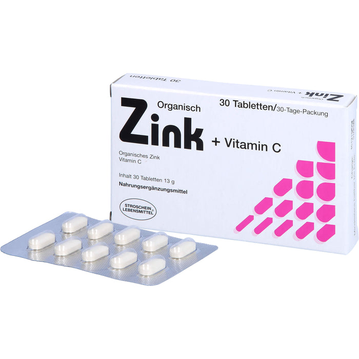 STROSCHEIN Zink organisch + Vitamin C Tabletten, 30 pc Tablettes