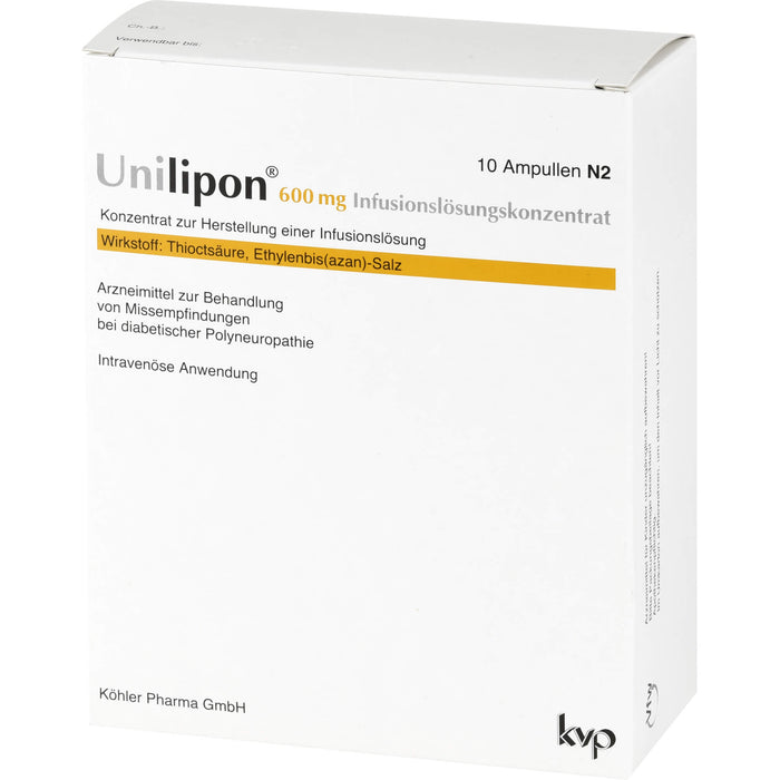 Unilipon 600 mg Infusionslösungskonzentrat bei Missempfindungen bei diabetischer Polyneuropathie, 10 pcs. Ampoules