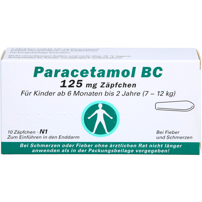 Paracetamol BC 125 mg Zäpfchen bei Fieber und Schmerzen, 10 St. Zäpfchen