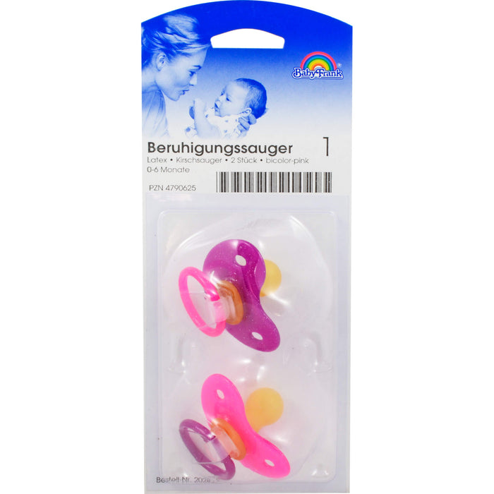 Baby-Frank Beruhigungssauger Latex Kirsch 0-6 Monate bicolor-pink, 2 pcs. Aspirator