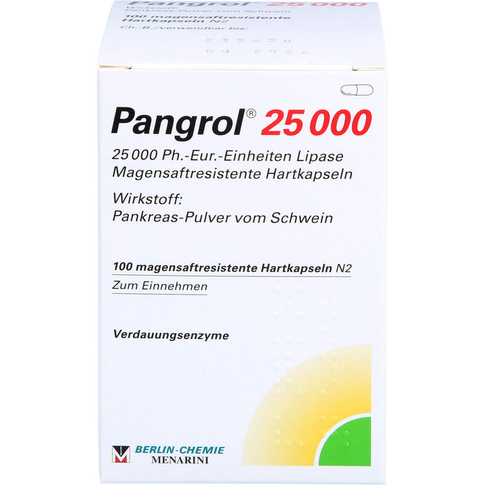 Pangrol 25 000, 25 000 Ph.-Eur.-Einheiten Lipase Magensaftresistente Hartkapseln, 100 pcs. Capsules