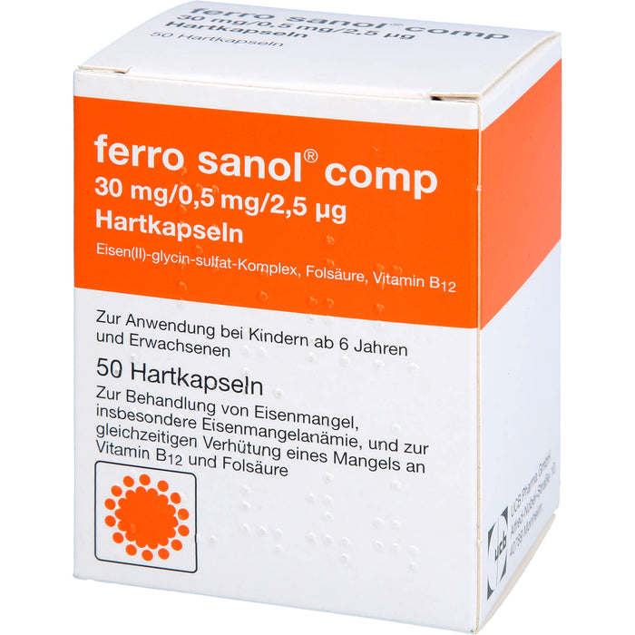 ferro sanol comp 30 mg / 0,5 mg / 2,5 µg Hartkapseln bei Eisenmangel, 50 St. Kapseln