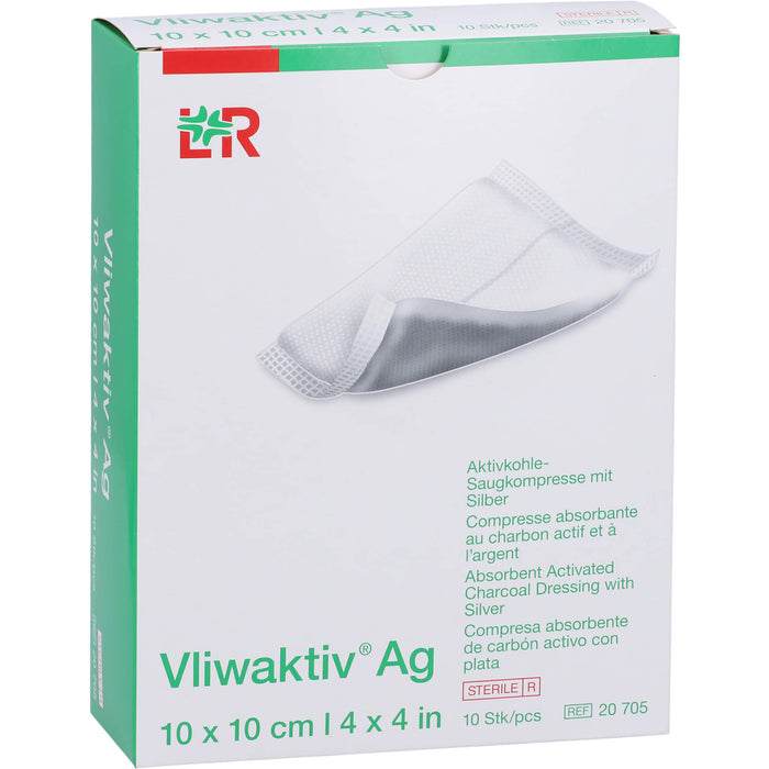 Vliwaktiv AG 10x10cm Aktivkohle Saugkom.Silber CPC, 10 St KOM