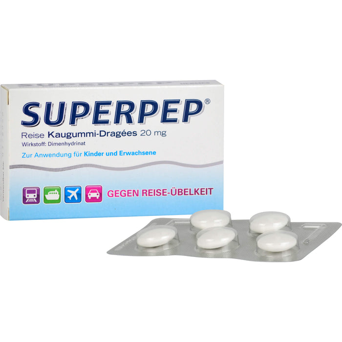 SUPERPEP Reise Kaugummi-Dragees, 10 pc Gomme à mâcher