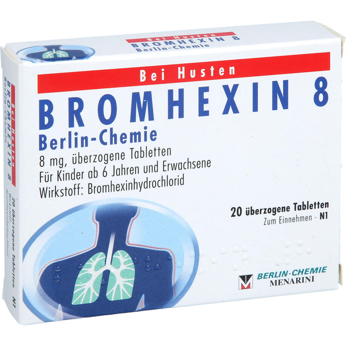 BERLIN-CHEMIE BROMHEXIN 8 Tabletten bei Husten, 20 pcs. Tablets