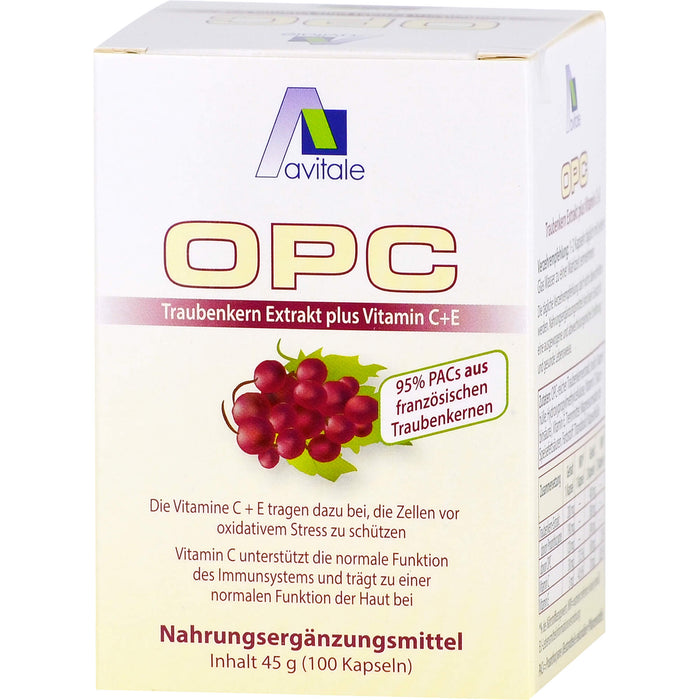 Avitale OPC Traubenkern-Extrakt plus Vitamin C+E Kapseln, 100 pcs. Capsules