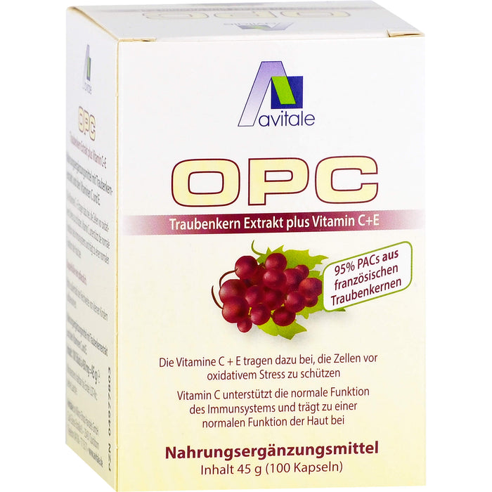 Avitale OPC Traubenkern-Extrakt plus Vitamin C+E Kapseln, 100 pc Capsules