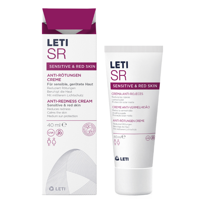 LETI SR Anti-Rötungen Gesichtscreme - Antioxidative Tagespflege bei sensibler oder geröteter Gesichtshaut mit SPF 20, 40 ml Cream