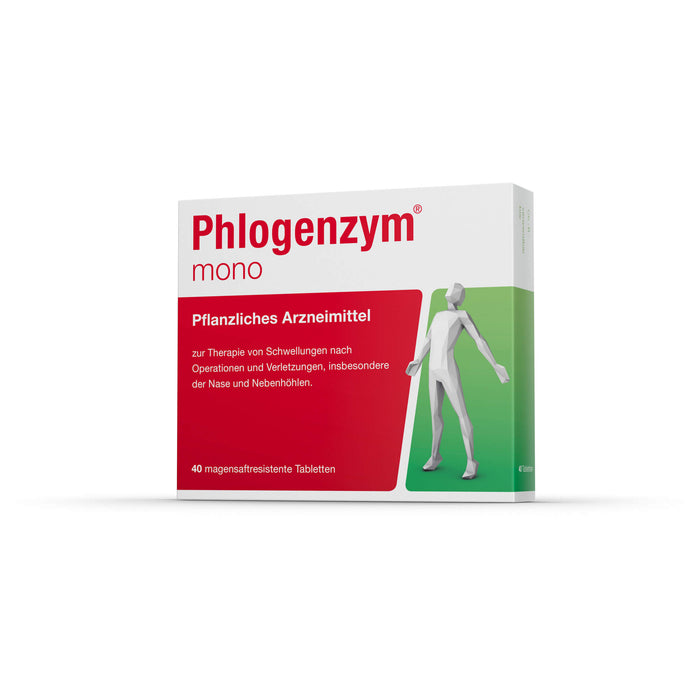 Phlogenzym mono Tabletten zur Therapie von Akuten Schwellungszuständen nach Operationen und Verletzungen, 40 pcs. Tablets