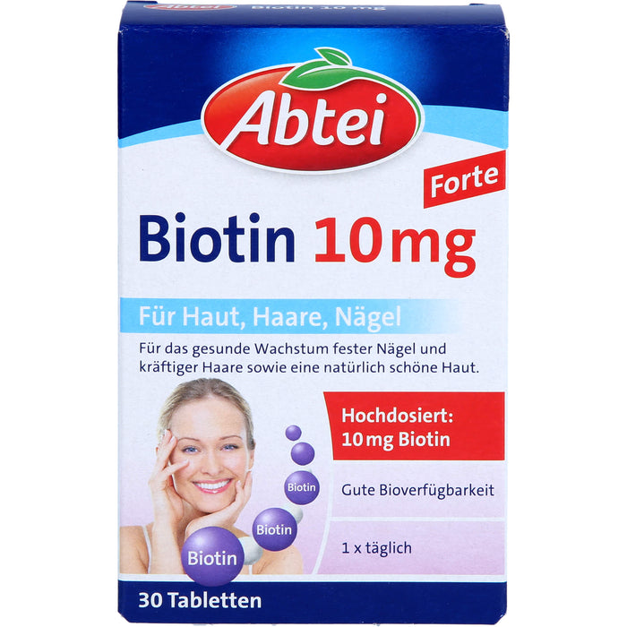 Abtei Biotin 10 mg Tabletten für Haut, Haare und Nägel, 30 pc Tablettes