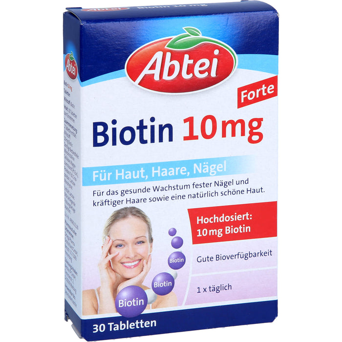 Abtei Biotin 10 mg Tabletten für Haut, Haare und Nägel, 30 pcs. Tablets