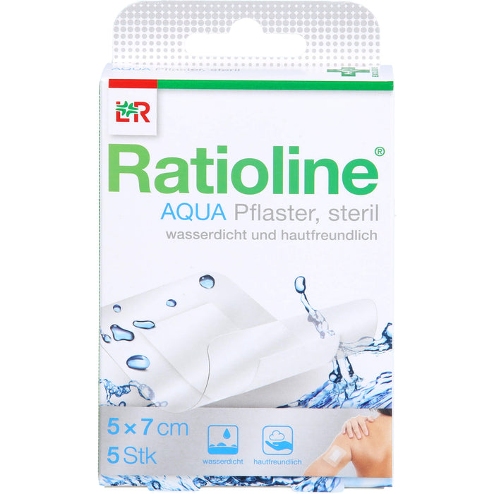 Ratioline aqua Duschpflaster plus 5x7cm steril, 5 St. Pflaster