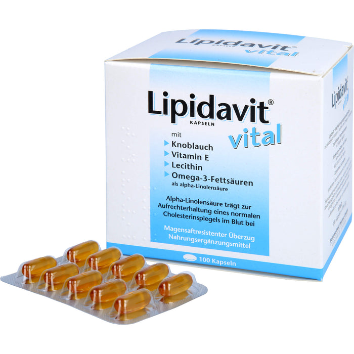 Lipidavit vital Kapseln trägt zur Aufrechterhaltung eines normalen Cholesterinspiegels im Blut bei, 100 pc Capsules