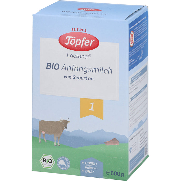 Töpfer Lactana Pulver Bio Anfangsmilch von Geburt an, 600 g Powder