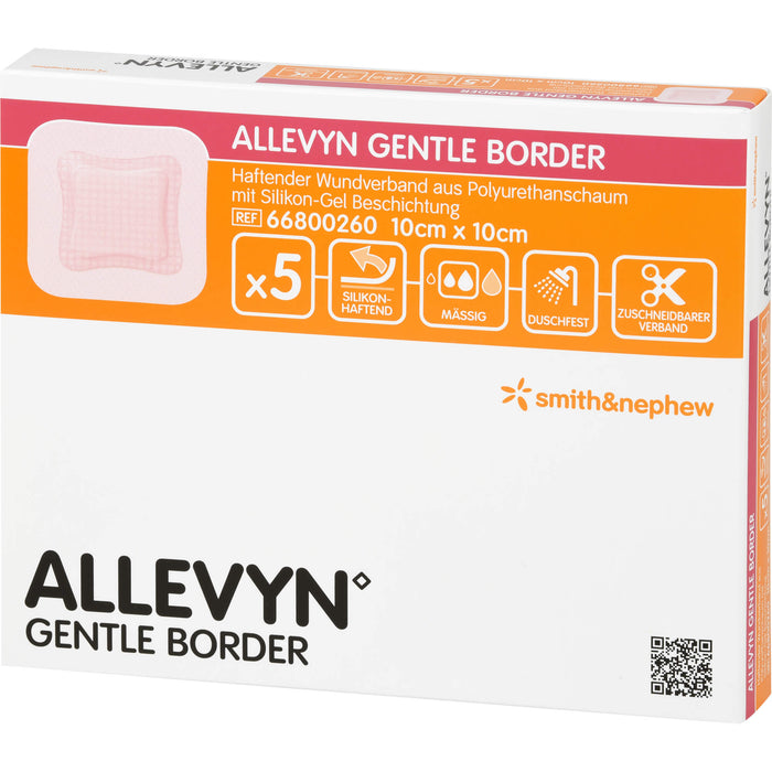 ALLEVYN Gentle Border 10 x 10 cm haftender Wundverband, 5 pc Pansement