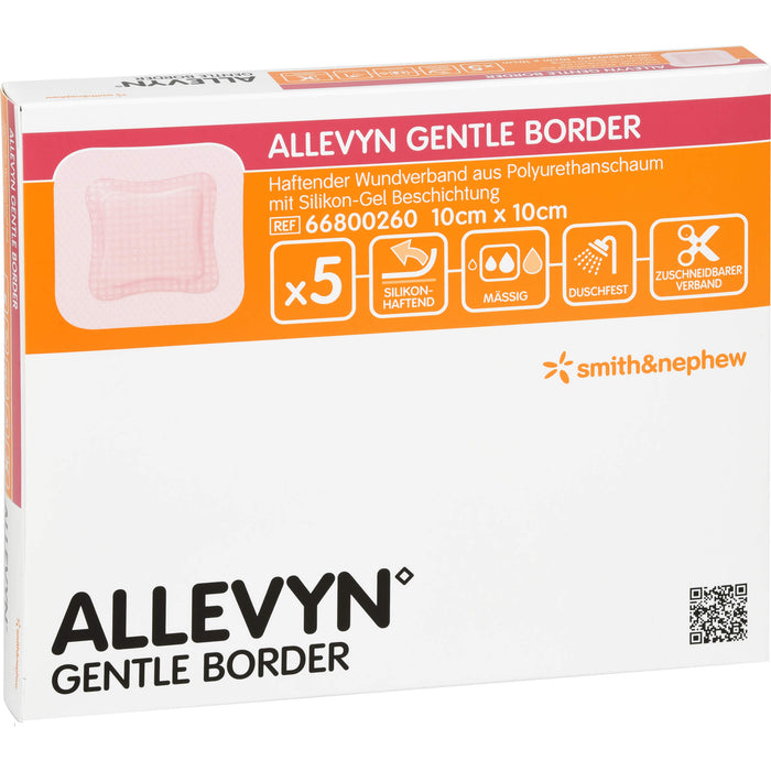 ALLEVYN Gentle Border 10 x 10 cm haftender Wundverband, 5 St. Pflaster