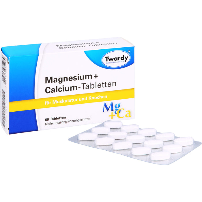 Twardy Magnesium + Calcium-Tabletten für Muskulatur und Knochen, 60 pcs. Tablets