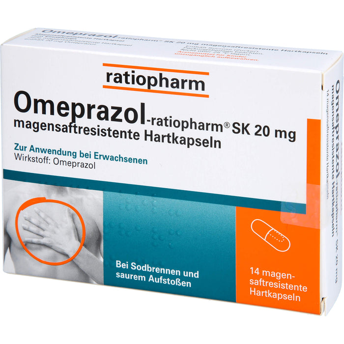 Omeprazol-ratiopharm SK 20 mg bei Sodbrennen Kapseln, 14 pcs. Capsules