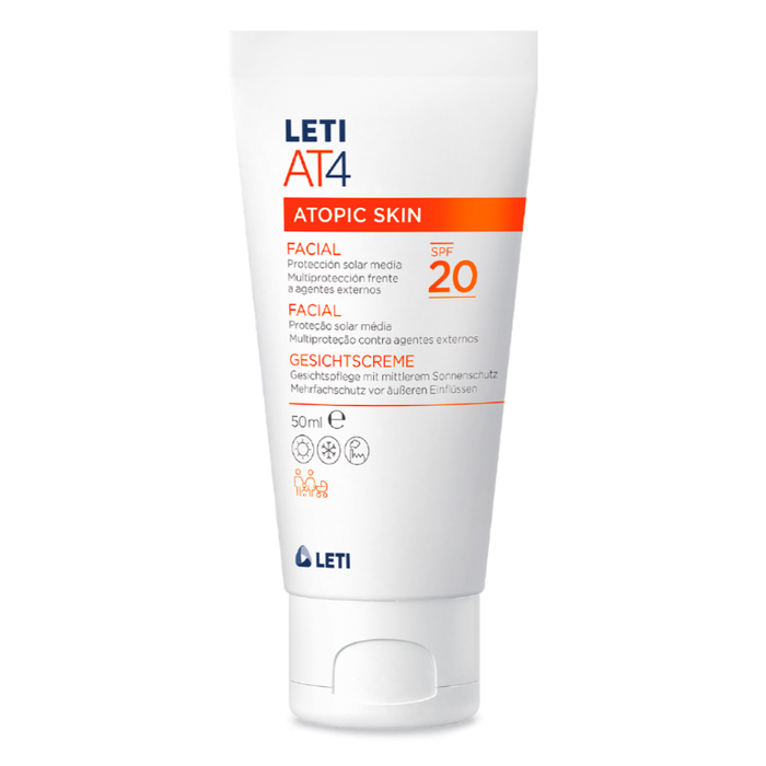 LETI AT4 Gesichtscreme SPF20 - Hautschützende Gesichtspflege mit mittelstarkem Sonnenschutz bei trockener oder zu Neurodermitis neigender Haut, 50 ml Cream