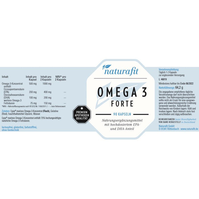 naturafit Omega 3 Forte Kapseln, 90 St. Kapseln