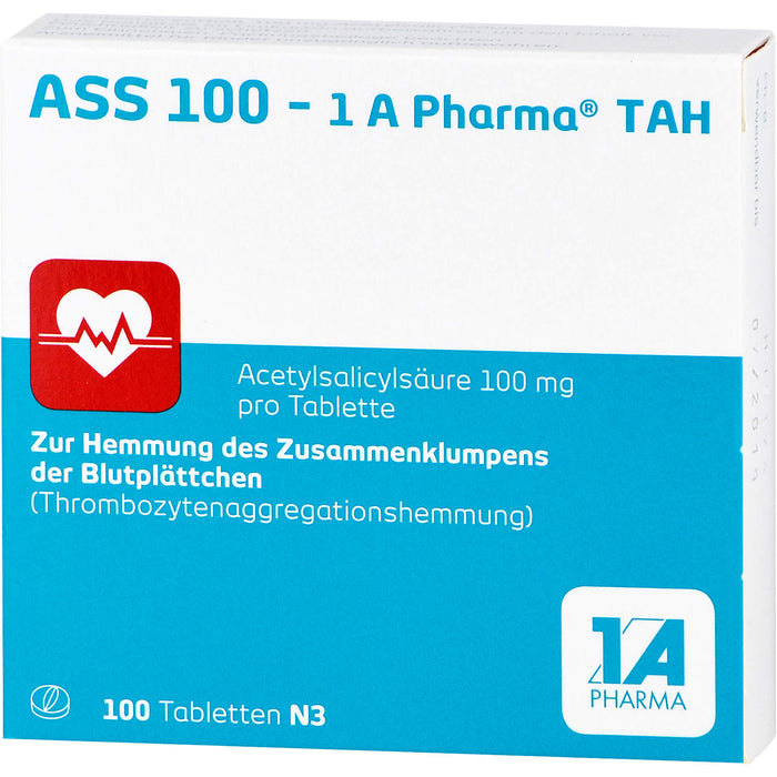 ASS 100 mg - 1 A Pharma TAH Tabletten, 100 pc Tablettes