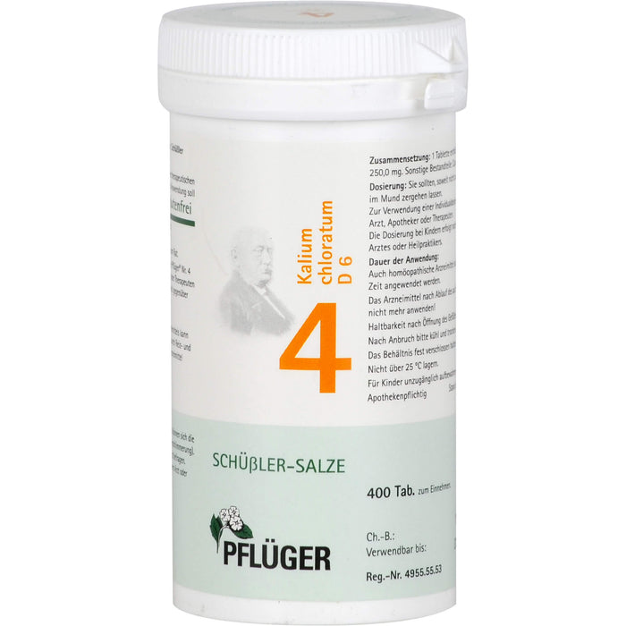 Pflüger Biochemie Nr.4 Kalium chloratum D6 Tabletten, 400 St. Tabletten