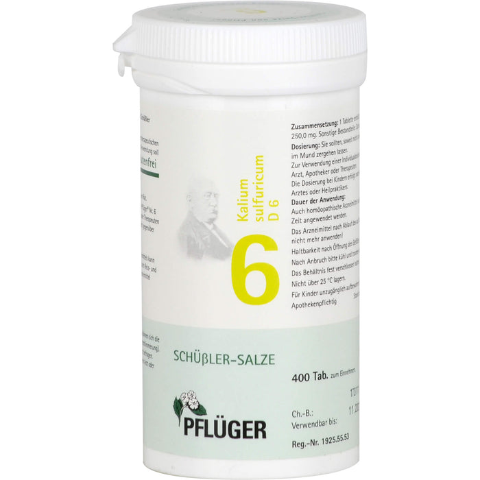 PFLÜGER Biochemie 6 Kalium sulfuricum D6 Tabletten, 400 St. Tabletten