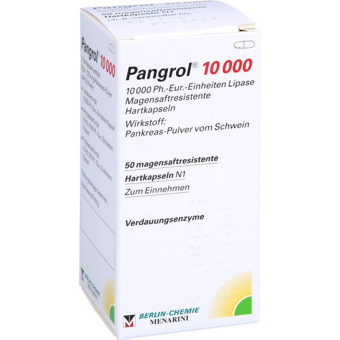 Pangrol 10 000, 10 000 Ph.-Eur.-Einheiten Lipase Magensaftresistente Hartkapseln, 50 pcs. Capsules