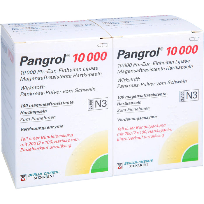 Pangrol 10 000 Ph.-Eur.-Einheiten Lipase Hartkapseln Verdauungsenzyme, 200 pcs. Capsules