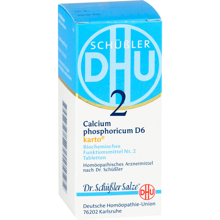 DHU Schüßler-Salz Nr. 2 Calcium phosphoricum D6 Karto – Das Mineralsalz der Knochen und Zähne – das Original – umweltfreundlich im Arzneiglas, 200 pc Tablettes