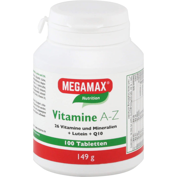 MEGAMAX Nutrition Vitamine A-Z Tabletten, 100 pc Tablettes