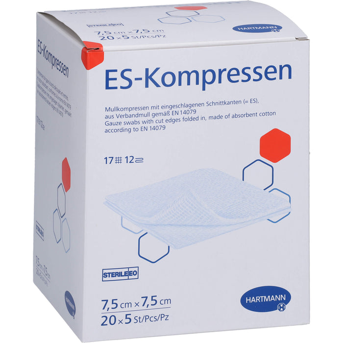 ES-Kompressen steril 7,5x7,5cm Großpackung 12fach, 20X5 St KOM