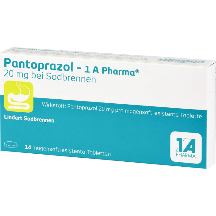 Pantoprazol - 1 A Pharma 20 mg Tabletten bei Sodbrennen, 14 pc Tablettes