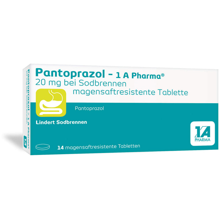 Pantoprazol - 1 A Pharma 20 mg Tabletten bei Sodbrennen, 14 St. Tabletten