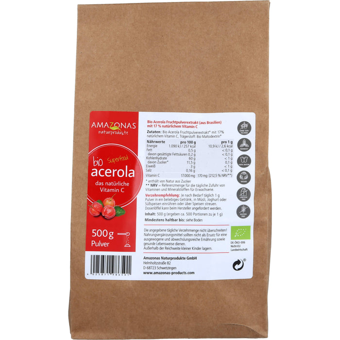 AMAZONAS Acerola Pulver bio, 500 g Powder