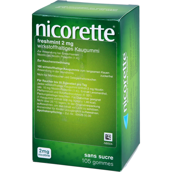 nicorette Kaugummi freshmint 2 mg Reimport Kohlpharma, 105 pc Gomme à mâcher