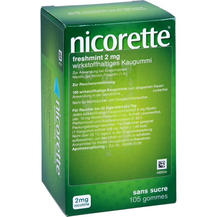 nicorette Kaugummi freshmint 2 mg Reimport Kohlpharma, 105 pc Gomme à mâcher