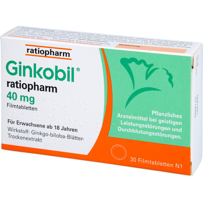 Ginkobil ratiopharm 40 mg Filmtabletten, 30 pcs. Tablets