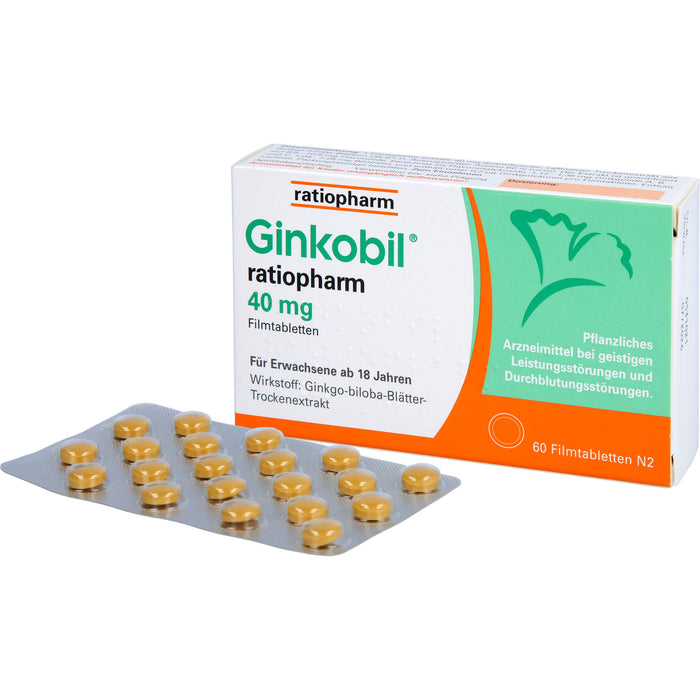 Ginkobil ratiopharm 40 mg Filmtabletten, 60 pc Tablettes