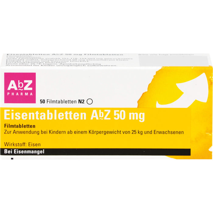 Eisentabletten AbZ 50 mg Filmtabletten, 50 St. Tabletten