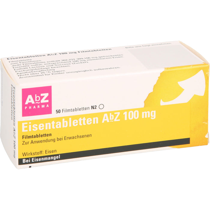 Eisentabletten AbZ 100 mg Filmtabletten, 50 pc Tablettes