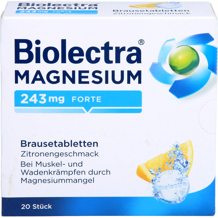 Biolectra Magnesium 243 mg forte Brausetabletten Zitronengeschmack, 20 pcs. Tablets