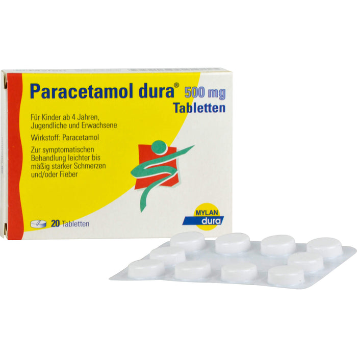 Paracetamol dura Tabletten bei leichten bis mäßigen Schmerzen, 20 pcs. Tablets