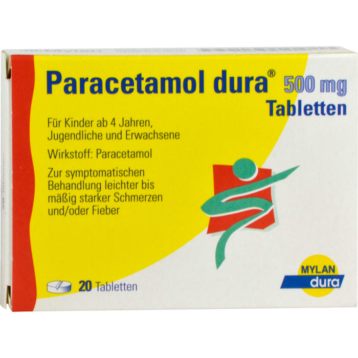 Paracetamol dura Tabletten bei leichten bis mäßigen Schmerzen, 20 St. Tabletten