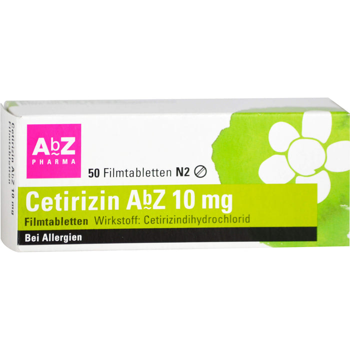 Cetirizin AbZ 10 mg Filmtabletten bei Allergien, 50 pcs. Tablets