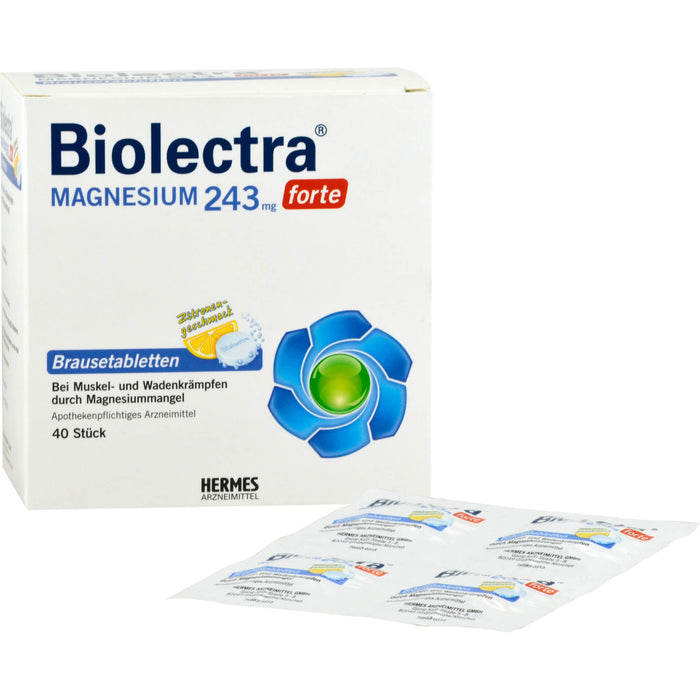 Biolectra Magnesium 243 mg forte Brausetabletten Zitronengeschmack, 40 pc Tablettes