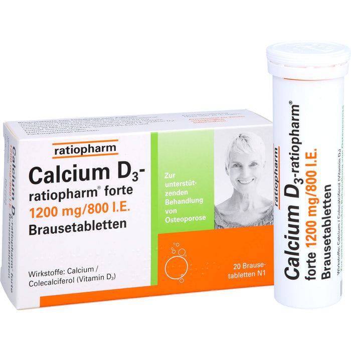 Calcium D3-ratiopharm forte, 1200mg/800 I.E. Brausetabletten, 20 St BTA